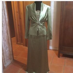 Kay Unger Silk 3 Piece Skirt Set sz 4 Beaded corset